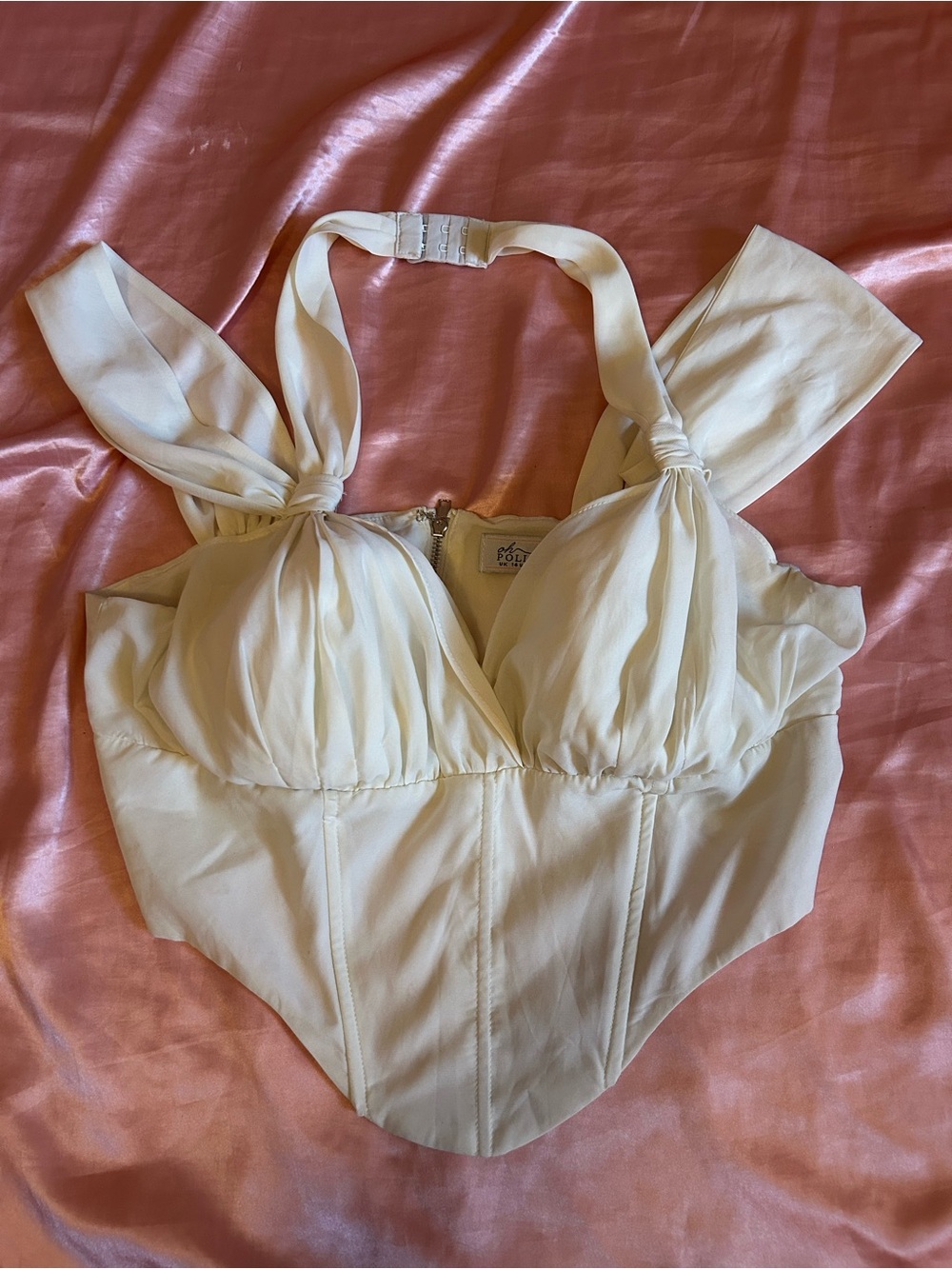 Oh Polly Ivory Tie-Shoulder Bustier Top